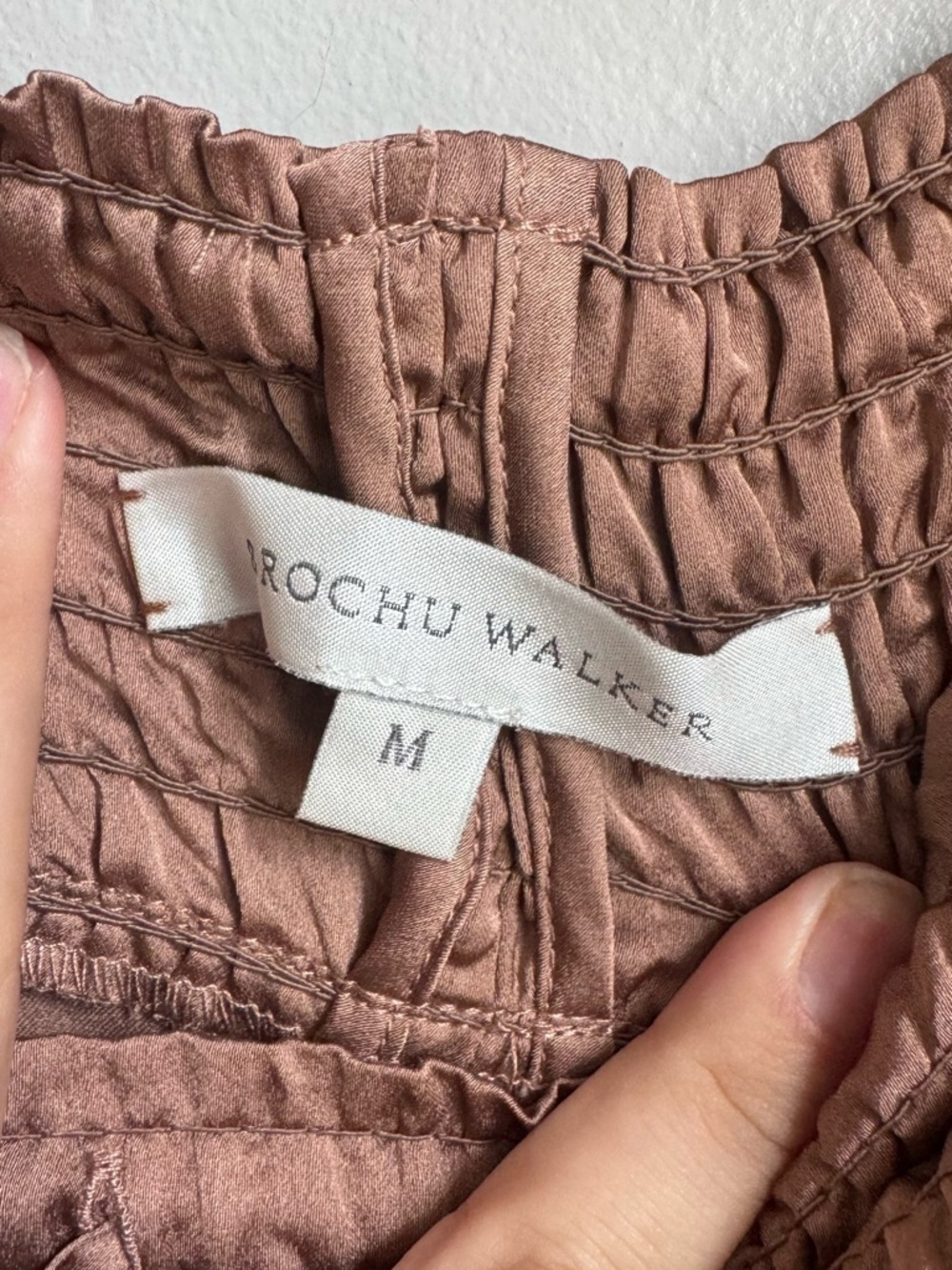 Brochu Walker Gorja Pant Miele Satin Wide Leg Pull On Neutral Luxe M Coastal - Picture 5 of 8